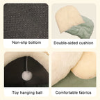 Foldable Deep Sleep Cat Bed Cave – Washable Cartoon Pet House for Cats & Small Dogs