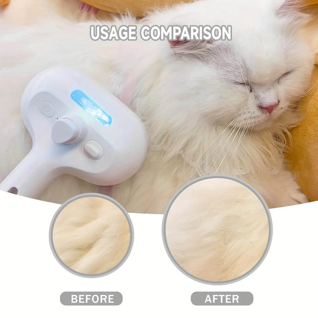 Pet Spray Grooming Comb – Self Cleaning Hair Remover Brush with Mist Humidifier for Dogs & Cats