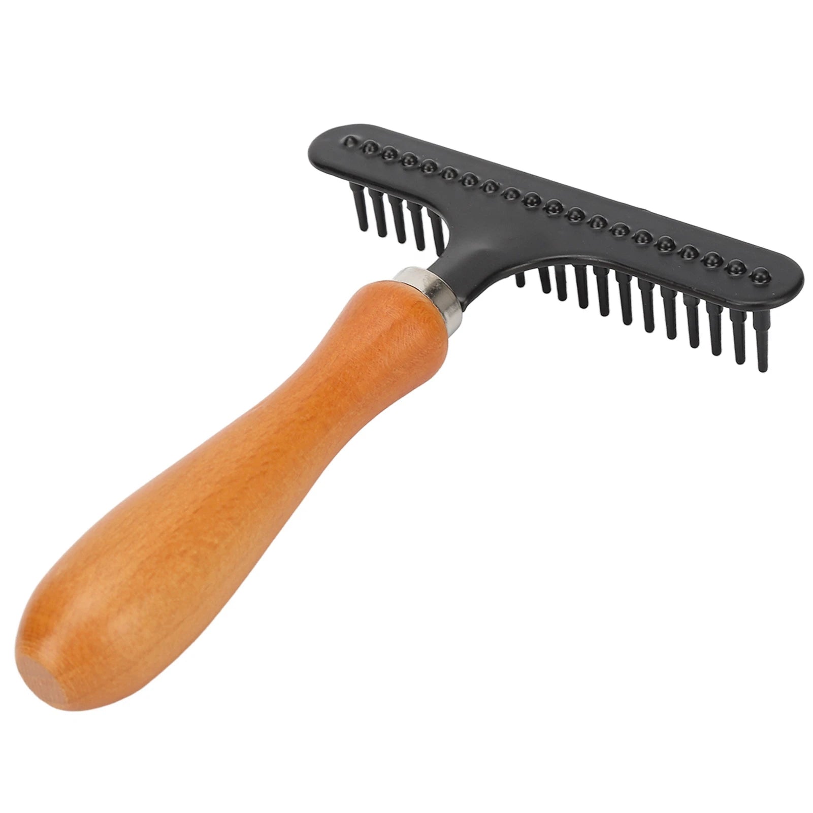 Pet Grooming Rake Brush for Cats & Dogs | Wooden Handle Deshedding Comb