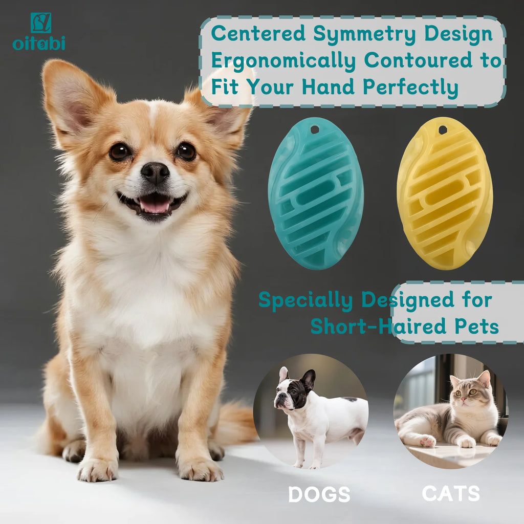 Oitabi Soft Rubber Pet Grooming Brush for Dogs & Cats – Bathing, Deshedding, Massage & Hair Removal Brush