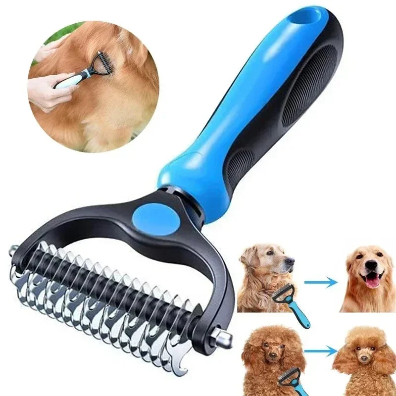 All-in-One Pet Deshedding Brush | Dog & Cat Grooming Tool for Hair Removal & Dematting