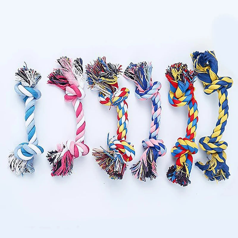 Random Color Double Knot Cotton Rope Dog Chew Toy for Puppies and Small Dogs