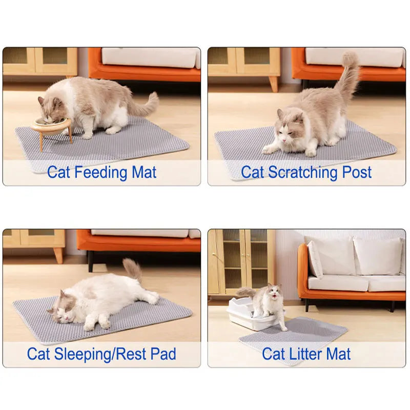 Waterproof Double Layer Cat Litter Mat – EVA Litter Trapping Pad with Non-Slip Design for Cat Litter Boxes
