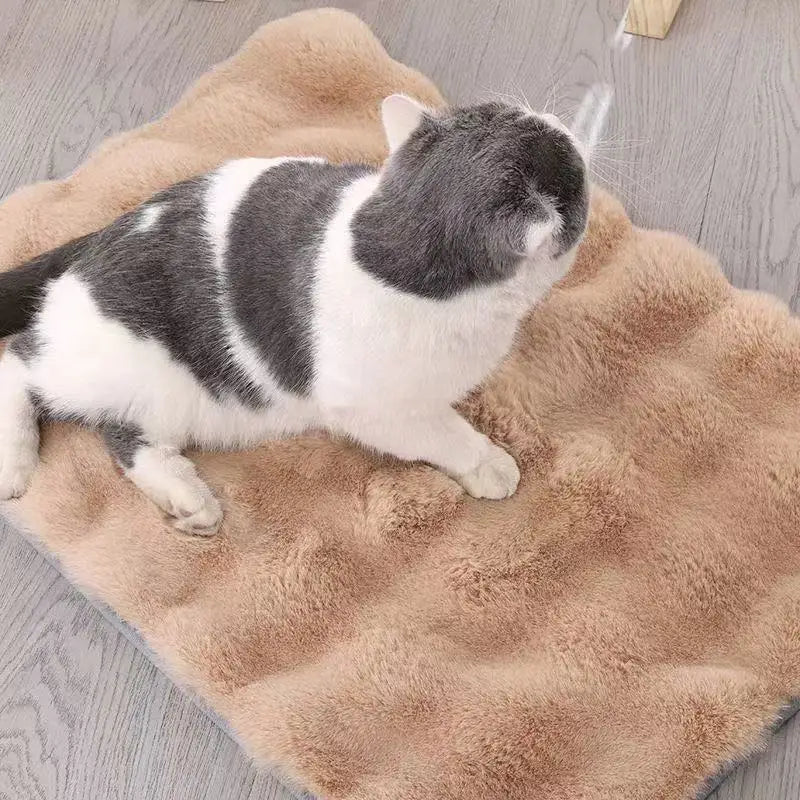 Ultra Soft Faux Fur Pet Blanket Mat for Dogs and Cats | Warm Winter Sleeping Bed Sofa Cushion