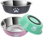 Stainless Steel Dog Bowl with Non-Slip Silicone Base – Food & Water Feeder