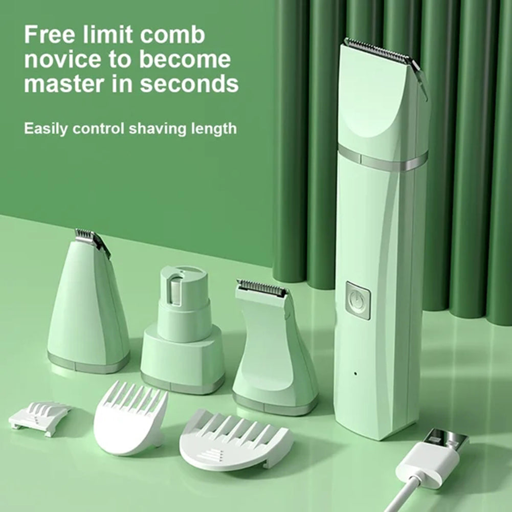 Professional 4-in-1 Electric Pet Grooming Tool Set – USB Rechargeable Dog Hair Clipper, Nail Grinder & Pet Trimmer