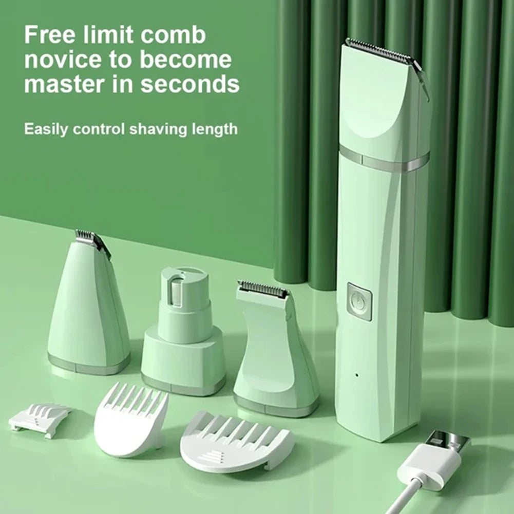 Professional 4-in-1 Electric Pet Grooming Tool Set – USB Rechargeable Dog Hair Clipper, Nail Grinder & Pet Trimmer