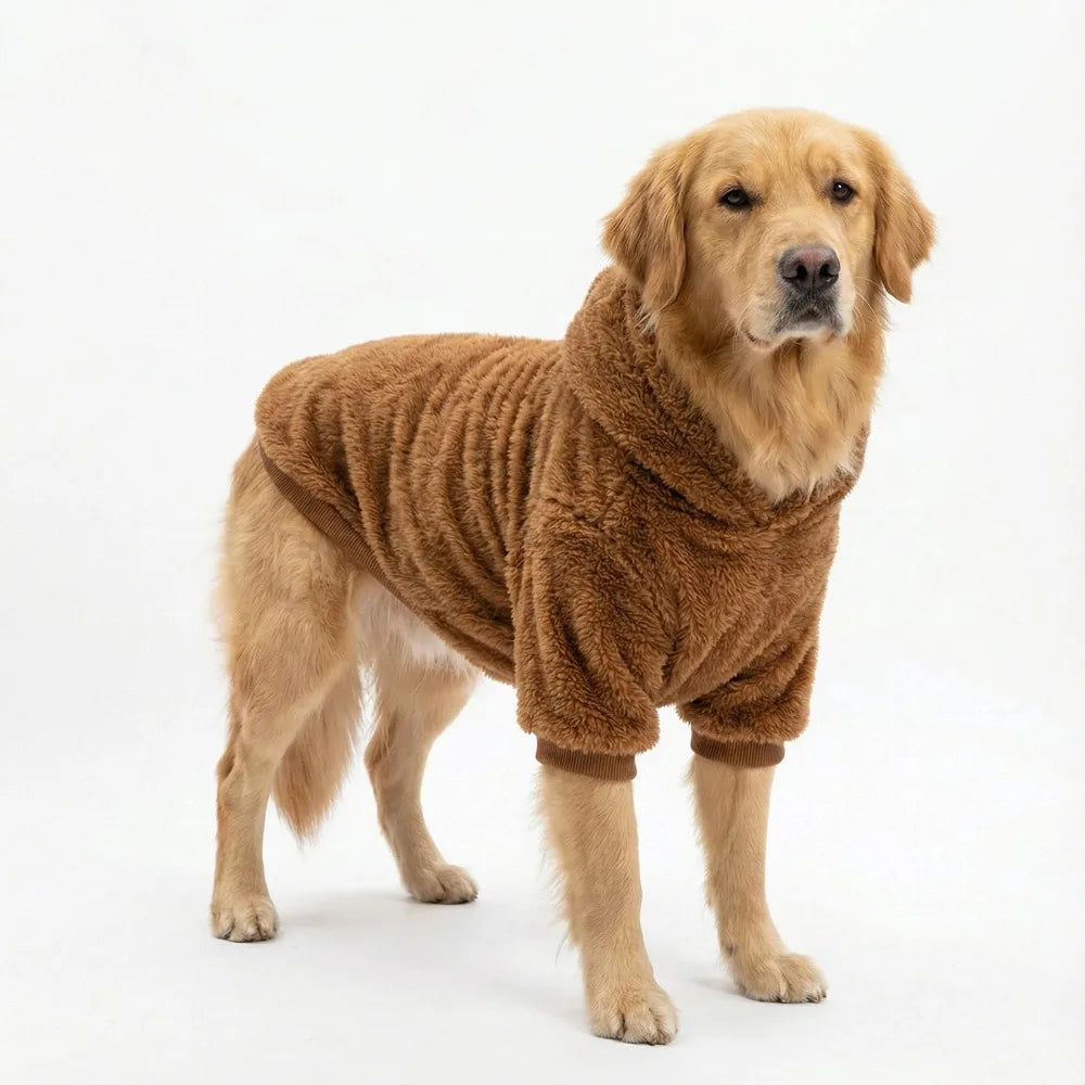 Winter Pet Dog Clothes Fleece Warm Hoodie For Medium Large Dogs Soft Dog Plush Outdoor Coat Labrador Golden Retriever Clothing