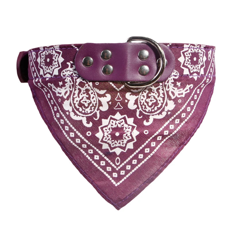 PU Leather Cat and Dog Collar with Scarf – Adjustable Puppy Collar for Chihuahua, Corgi, Cats and Small Medium Dogs