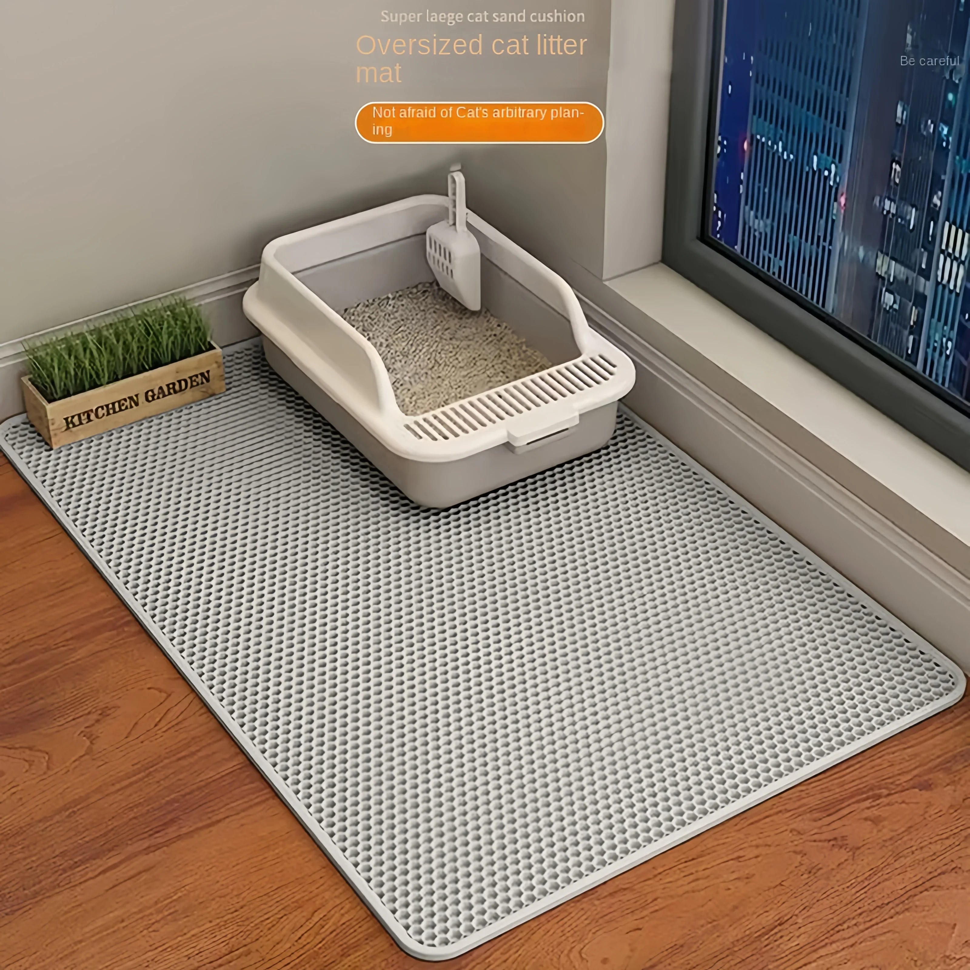 Waterproof Double Layer Cat Litter Mat – Honeycomb EVA Litter Trapping Mat, Non-Slip Washable Pet Toilet Floor Protector