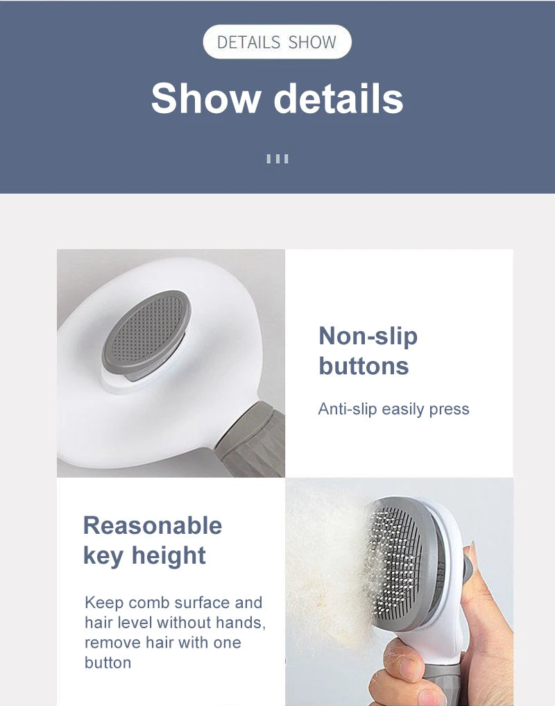 Dog & Cat Grooming Brush – Stainless Steel Pet Hair Remover & Deshedding Comb