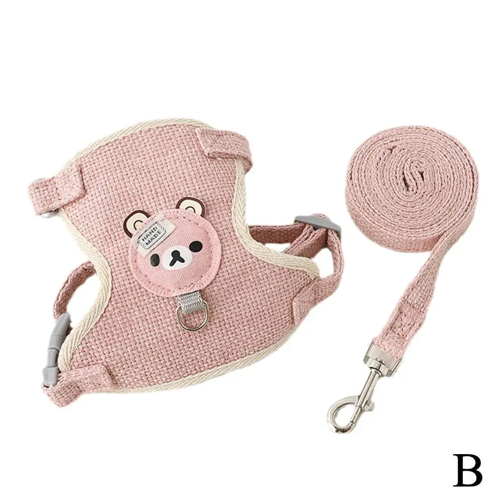 Lovely Small Pet Vest Chest Strap Harness Leash Set – Adjustable Walking Traction Rope for Dogs, Cats and Bunnies