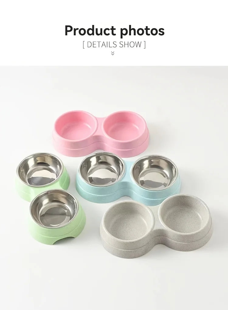 Double Stainless Steel Pet Bowls with Non-Slip Base (Food & Water)