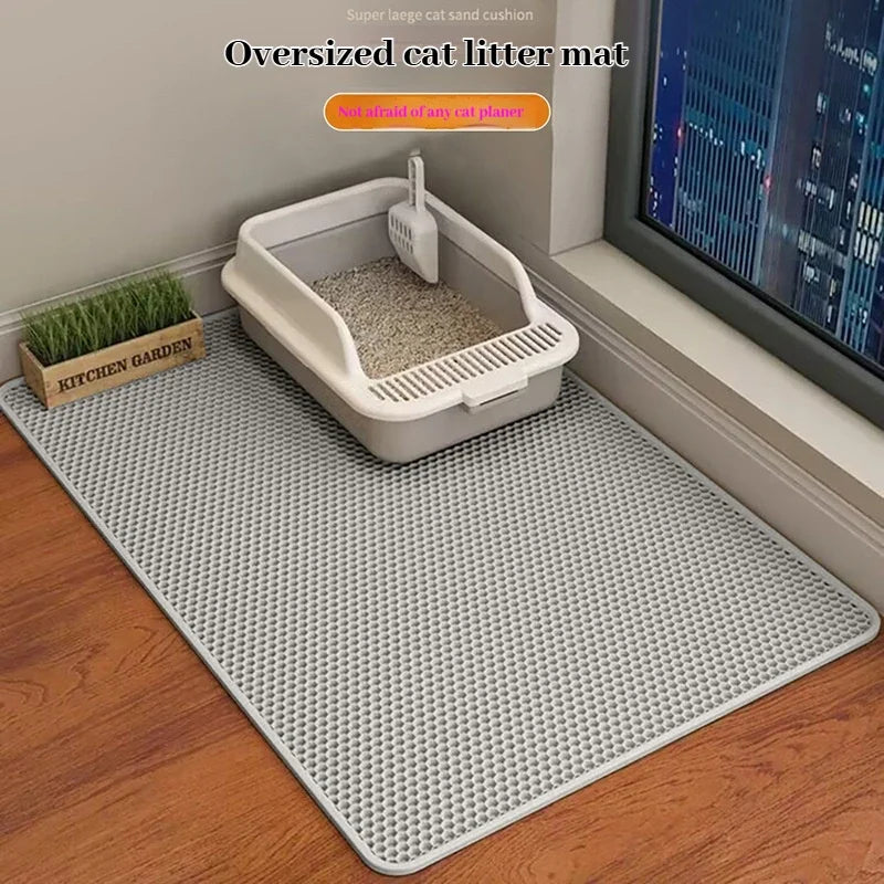 Premium 2-Layer Cat Litter Mat – Waterproof EVA Litter Trapping Mat with Non-Slip Base for Indoor Cats and Kittens