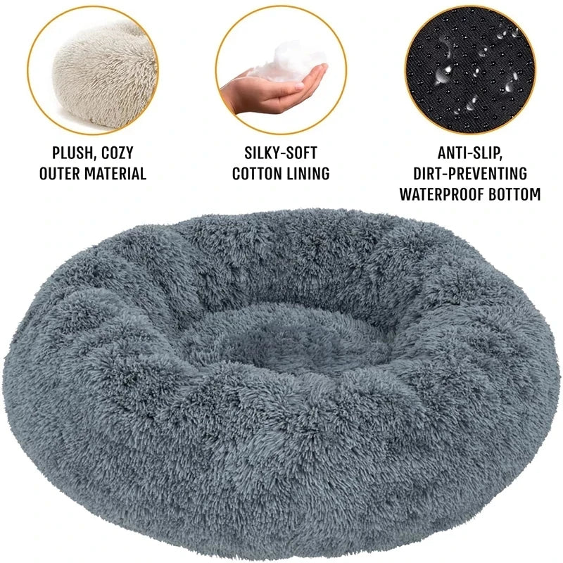 Super Soft Plush Cat Bed – Washable Donut Pet Bed for Cats and Small Dogs