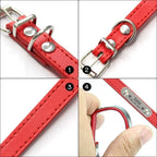 Personalized PU Leather Dog Collar with Engraved Name ID Tag – Adjustable Anti-Lost Pet Collar for Small Medium Large Dogs and Cats