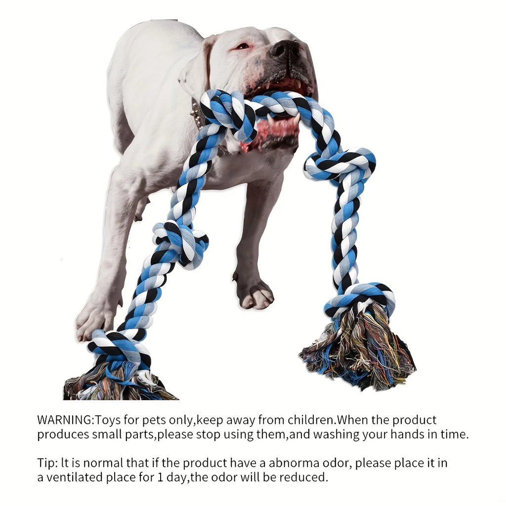 Heavy Duty Dog Rope Toy for Aggressive Chewers – Extra Long Cotton Chew & Teeth Cleaning Tug Toy