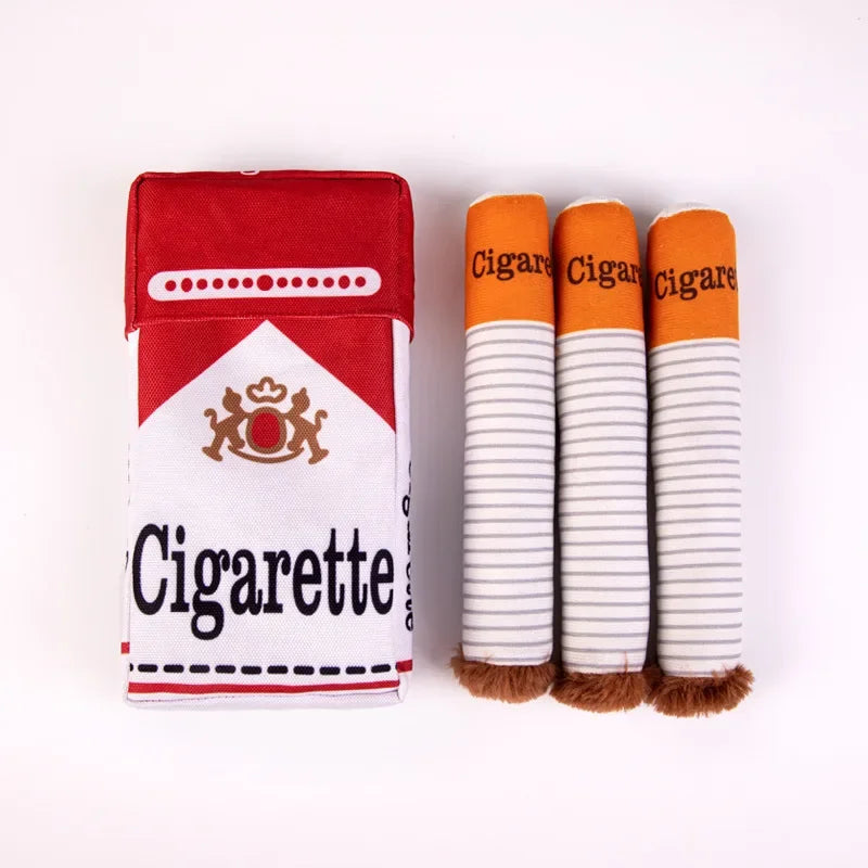 Funny Cigarette Plush Dog Toy – Interactive Squeaky Chew & Teething Toy