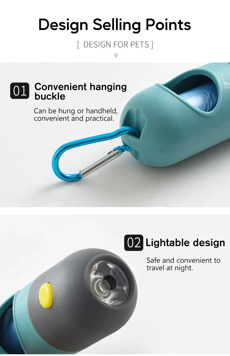 LED Dog Poop Bag Dispenser with Light – Portable Pet Waste Bag Holder