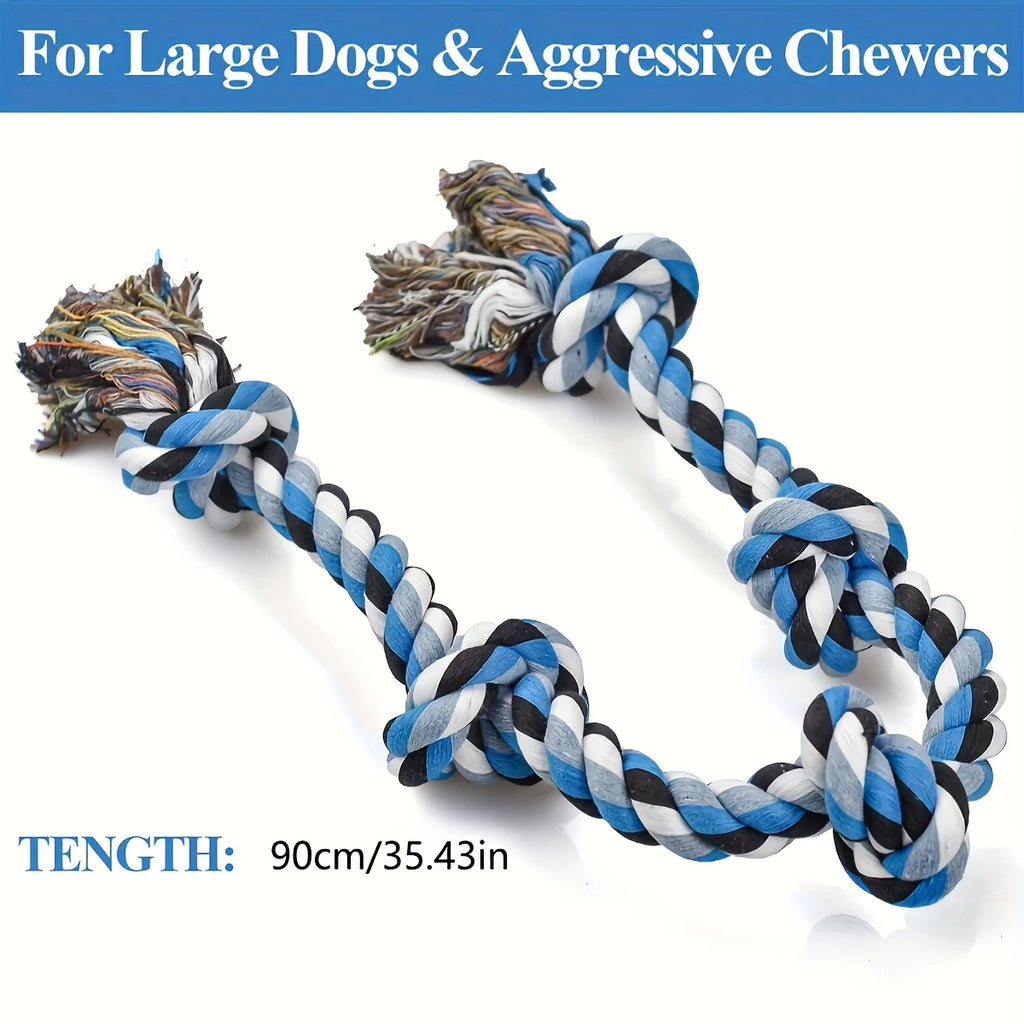 Heavy Duty Dog Rope Toy for Aggressive Chewers – Extra Long Cotton Chew & Teeth Cleaning Tug Toy