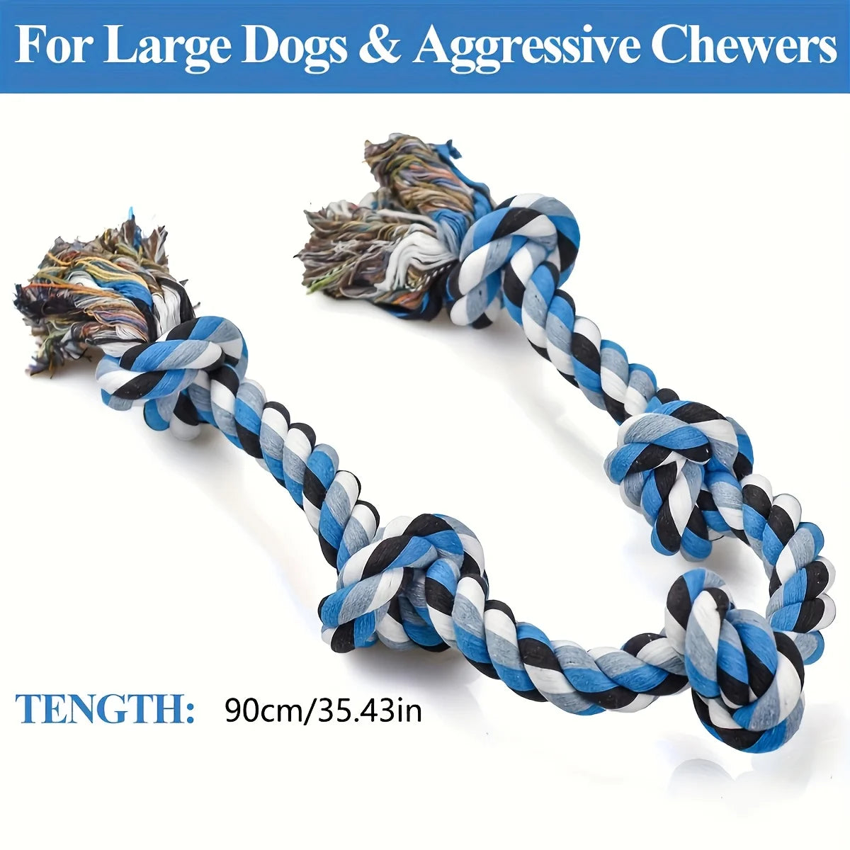 Heavy Duty Dog Rope Toy for Aggressive Chewers – Extra Long Cotton Chew & Teeth Cleaning Tug Toy