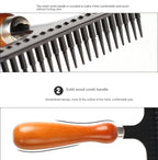 Pet Undercoat Rake Deshedding Tool | Wooden Handle Dog & Cat Grooming Brush