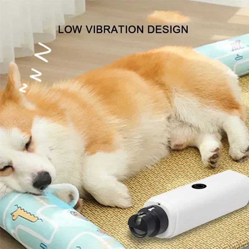 Electric Dog Nail Grinder – USB Rechargeable Pet Nail Clippers with LED Light, Quiet Pet Grooming Tool for Dogs & Cats