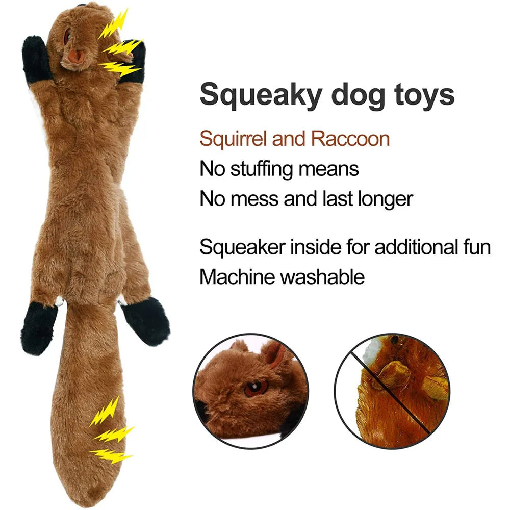 Stuffing-Free Squeaky Dog Toy – Funny Animal Plush Crinkle Toy for Durable Interactive Play