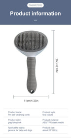 Dog & Cat Grooming Brush – Stainless Steel Pet Hair Remover & Deshedding Comb