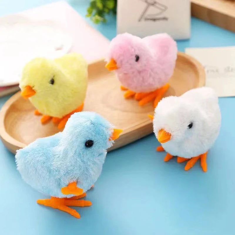 Wind Up Chicken Cat Toy Interactive Jumping Walking Plush Toy for Cats