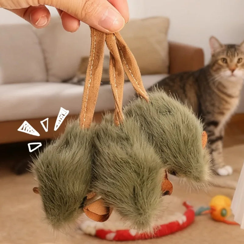 Interactive Mouse Plush Cat Toy – Squeaky Bite-Resistant Kitten Chew Toy