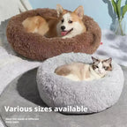 Warm Faux Fur Calming Donut Pet Bed for Cats & Small Dogs – Washable Plush Sleeping Cushion