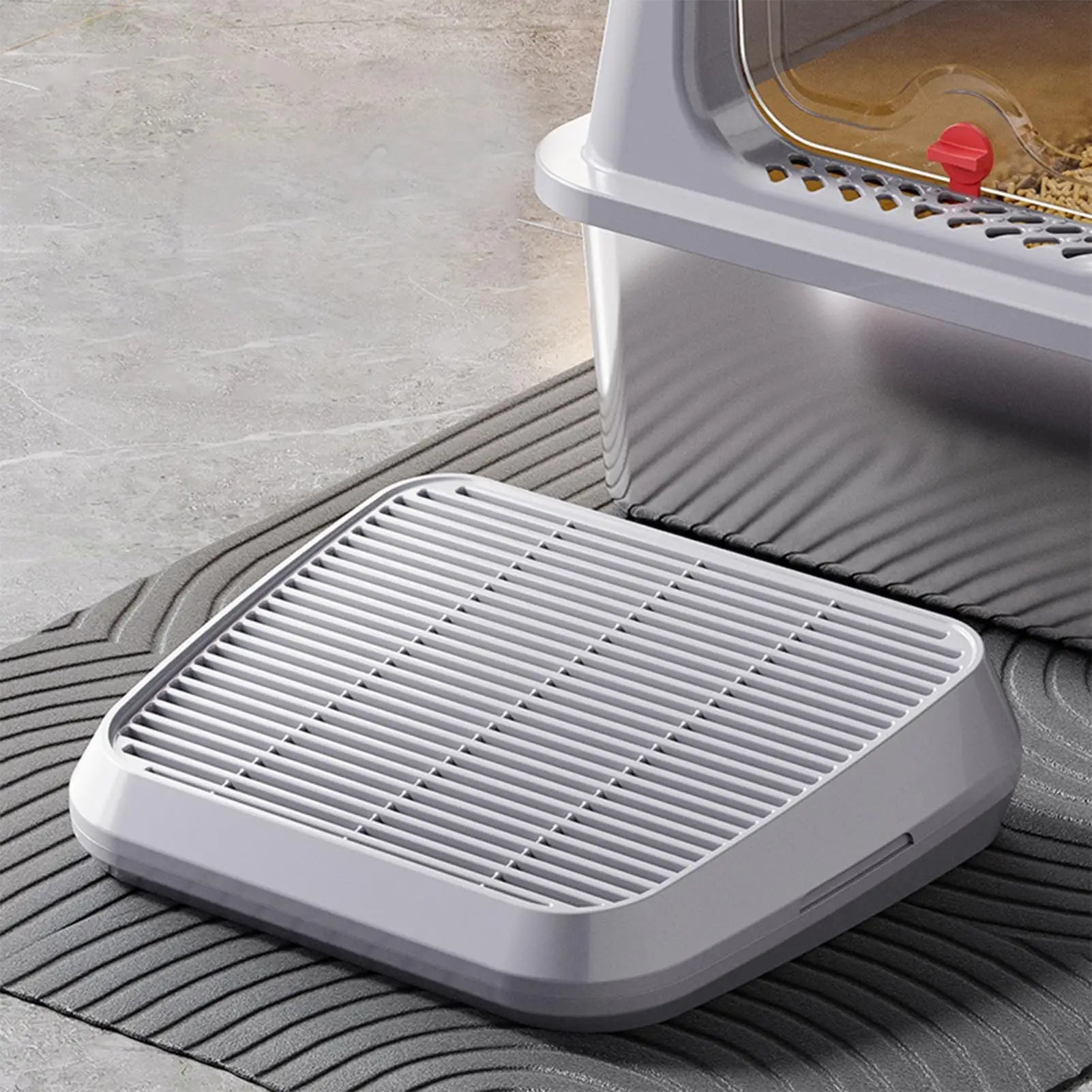Cat Litter Box Step and Litter Catcher Ramp – Anti-Tracking Non-Slip Litter Mat with Filter Function for Easy Cleaning