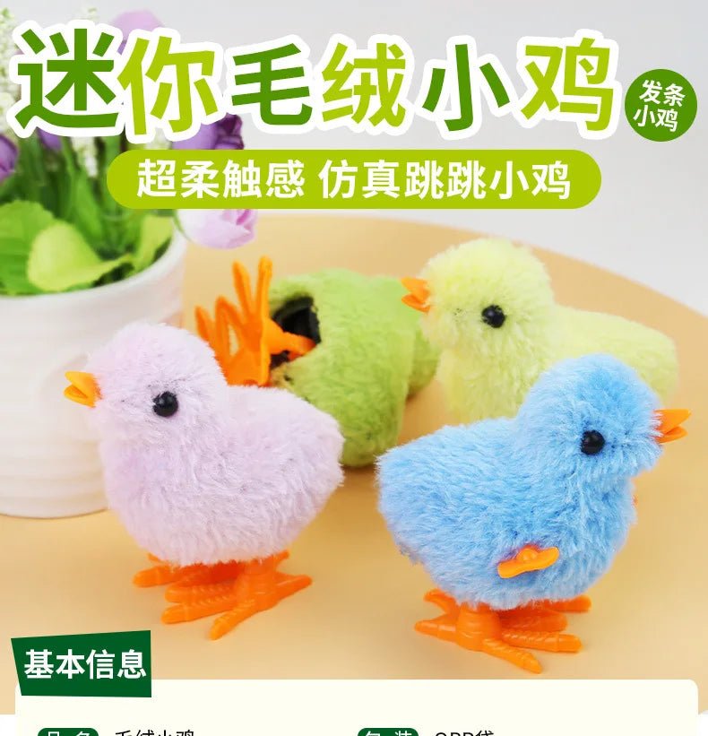 Wind Up Chicken Cat Toy Interactive Jumping Walking Plush Toy for Cats