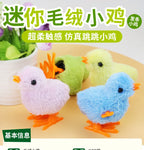 Wind Up Chicken Cat Toy Interactive Jumping Walking Plush Toy for Cats