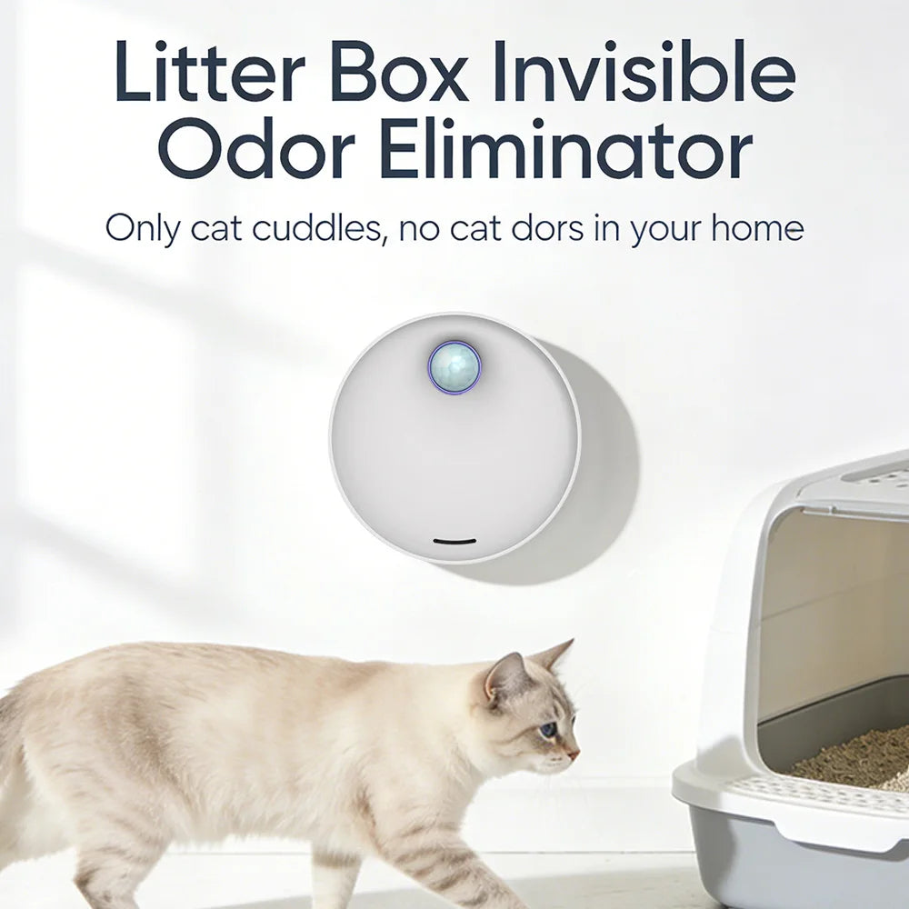 Smart Pet Odor Purifier Auto Sensor Cat Litter Box Deodorizer – Silent Rechargeable Air Freshener for Pets, Toilets & Shoe Cabinets (3000mAh)
