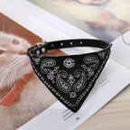 PU Leather Cat and Dog Collar with Scarf – Adjustable Puppy Collar for Chihuahua, Corgi, Cats and Small Medium Dogs