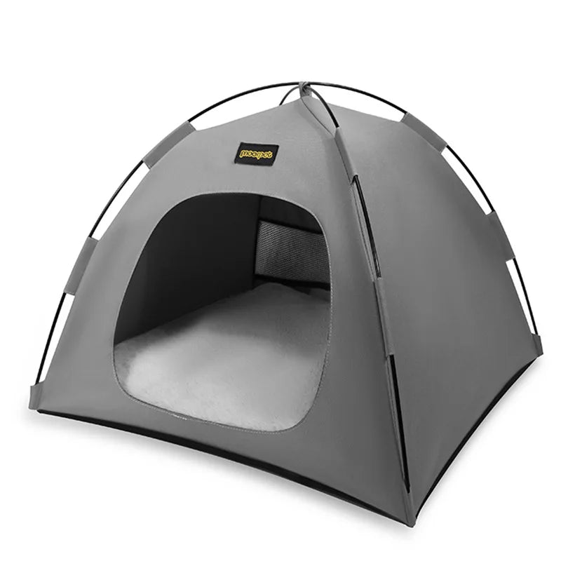 Tent Shape Cat Bed – Foldable Portable Pet Tent House with Soft Cushion, Breathable Cat & Dog Bed for Indoor, Outdoor Travel and Camping