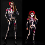 Rose Skeleton Costume Jumpsuit for Women & Girls – Halloween Cosplay Outfit