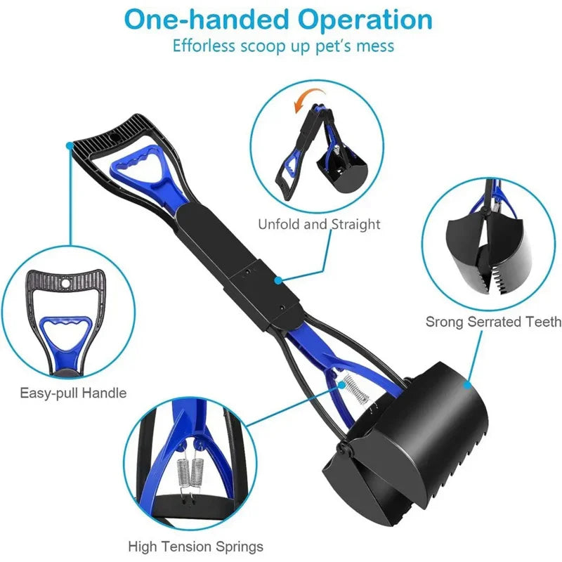 Dog Pooper Scooper with Long Handle – Easy Clean Pet Waste Picker Tool