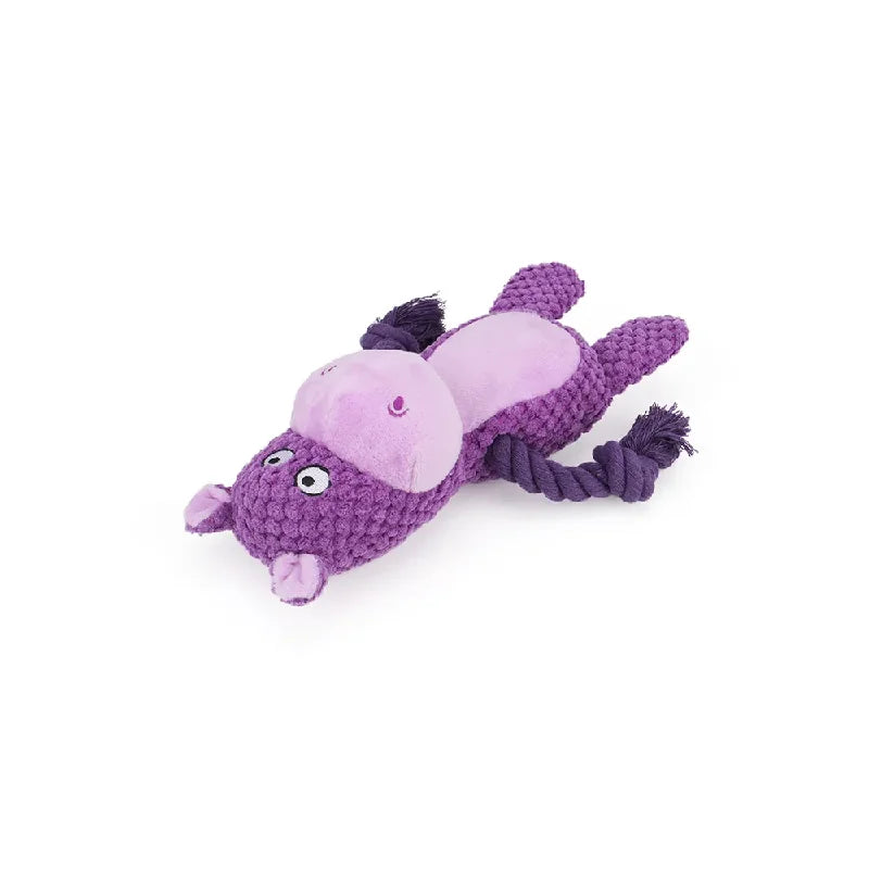 Cute Animal Rope Dog Toy – Plush Squeaky Knot Chew Toy for Puppies and Dogs (Rabbit Monkey Cartoon)