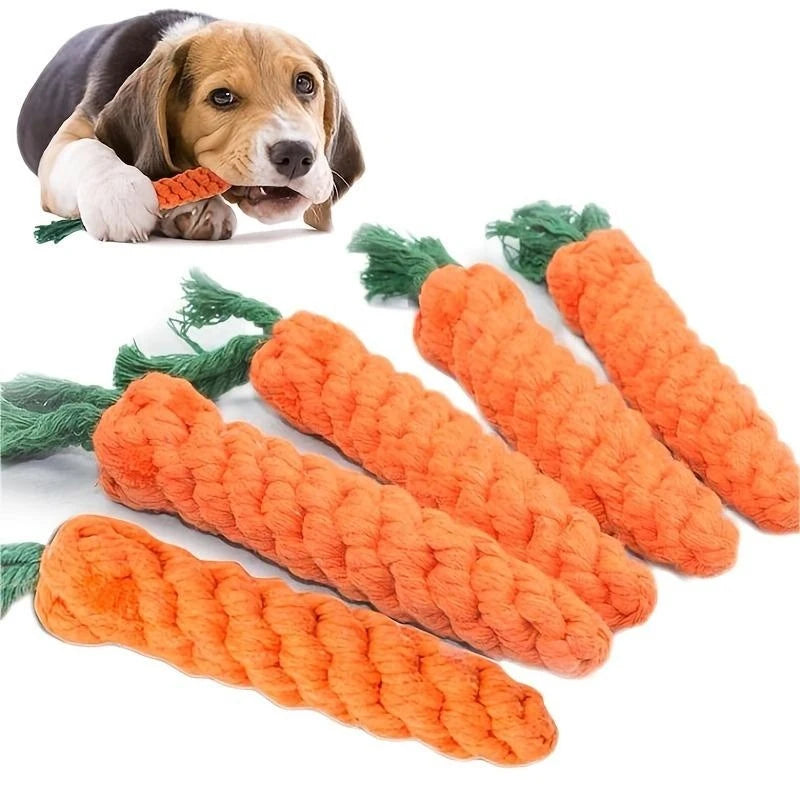 Carrot Shape Cotton Rope Dog Chew Toy for Small Medium Dogs and Cats – Bite Resistant Pet Knot Toy