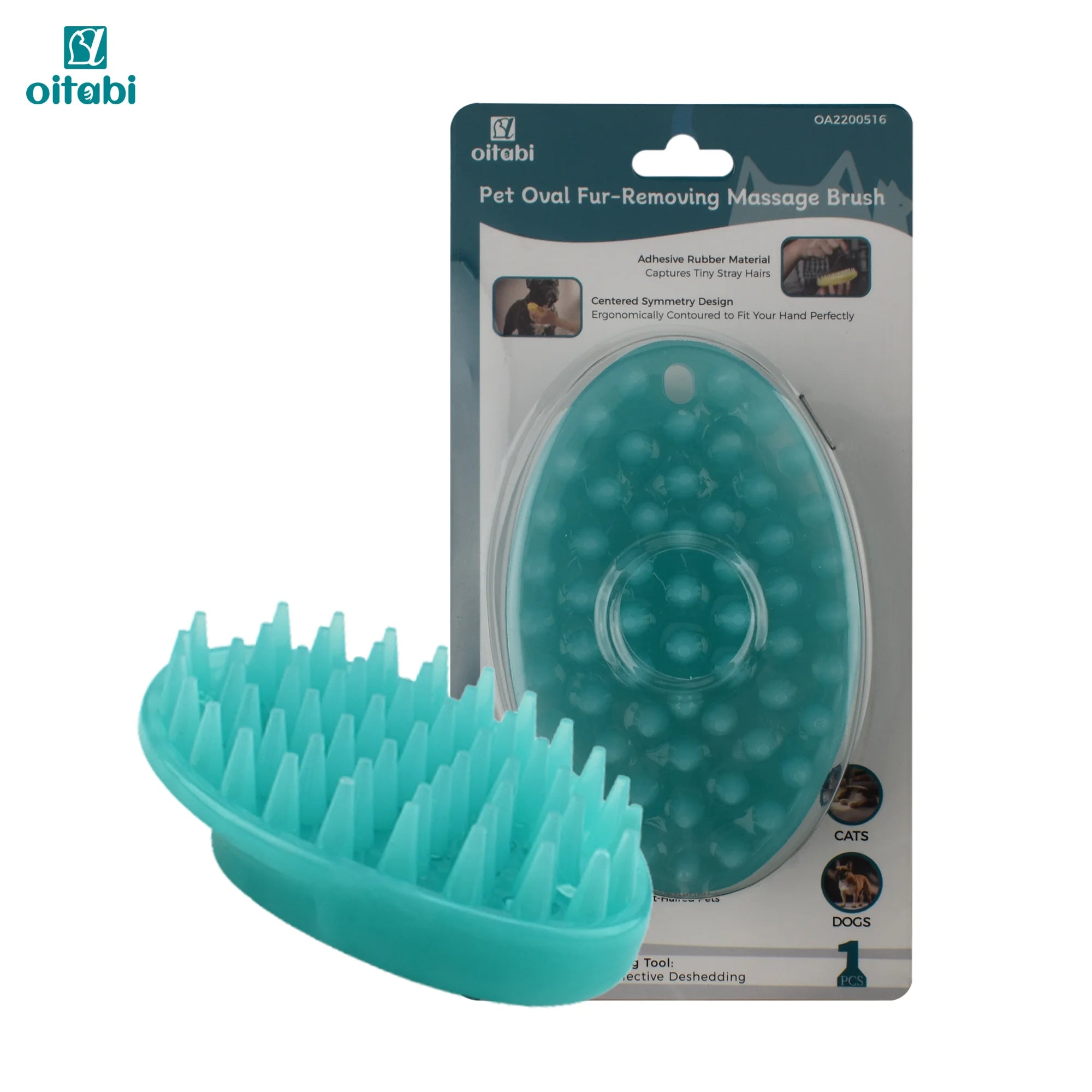 Oitabi Soft Rubber Pet Grooming Brush for Dogs & Cats – Bathing, Deshedding, Massage & Hair Removal Brush