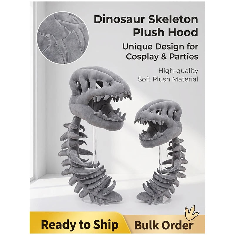 Funny T-Rex Skeleton Plush Hat – Dinosaur Bone Fossil Costume Headwear