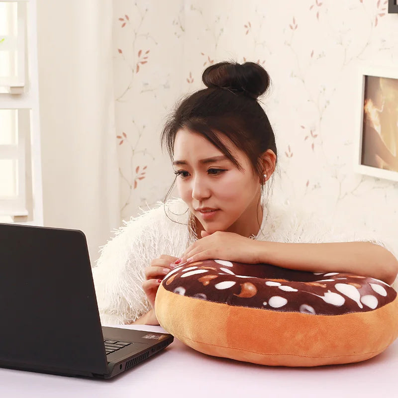 3D Cute Donuts Pillow Chocolate Donuts Plush Macaron Food Cushion Nice Bottom Cushion Nap Pillow Decorative cushion Home textile