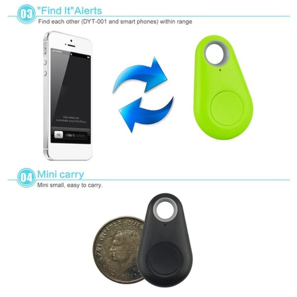 Mini Bluetooth 4.0 Smart Anti-Lost Tracker Tag for Pets, Kids, Wallet, Keys – Wireless Key Finder with Alarm and Phone Finder App Support (iOS and Android)