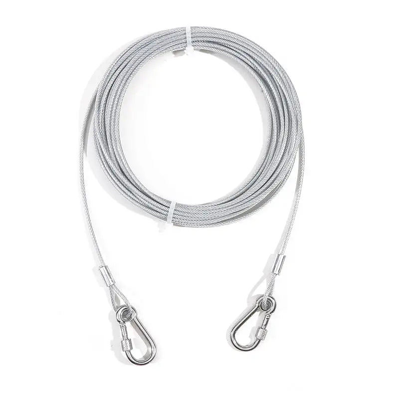 Double-Headed Dog Tie Out Cable Leash – Heavy Duty Steel Wire Outdoor Training Traction Rope