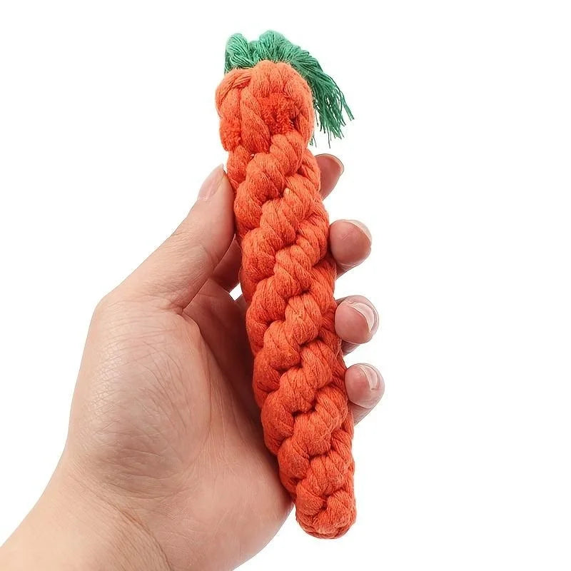 Carrot Shape Cotton Rope Dog Chew Toy for Small Medium Dogs and Cats – Bite Resistant Pet Knot Toy