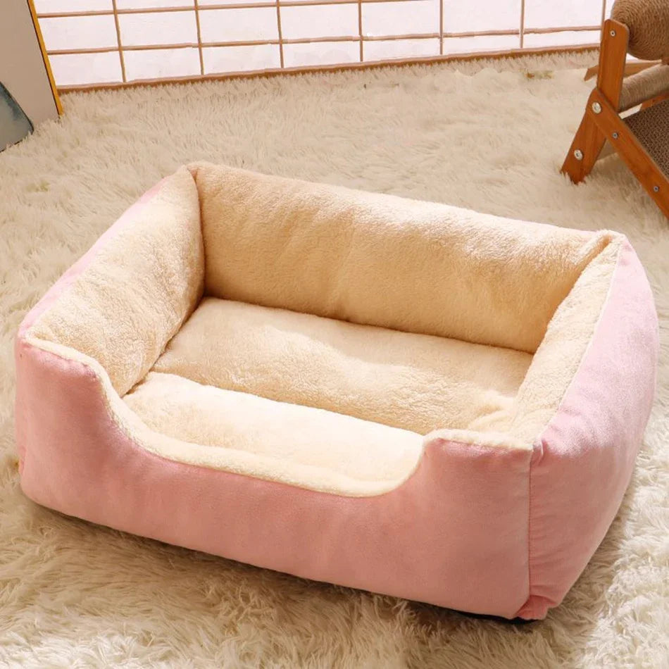 Soft Plush Pet Bed for Cats & Small Dogs – Cozy Warm Sleeping Cushion Basket House