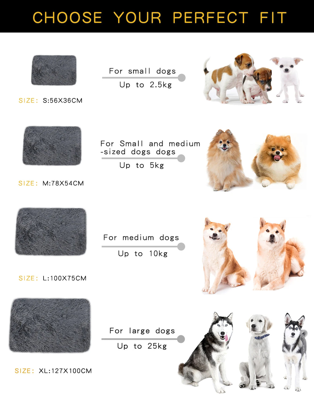 Plush Dog Blanket and Warm Pet Bed for Small Medium Large Dogs and Cats | Washable Puppy Sleeping Mat